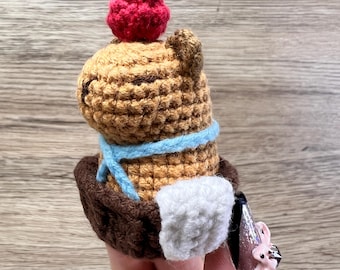 Peluche de capibara de ganchillo hecho a mano en el baño con manzana Amigurumi de peluche, lindo regalo de cumpleaños para un amigo, decoración del hogar, llavero único, dije para bolso
