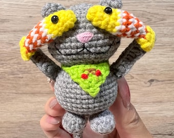 Regalo hecho a mano, peluche de gato de ganchillo, gatito amigurumi, pez de peluche, divertido llavero para decoración del hogar, bonito abalorio para bolso, regalo de cumpleaños para el día de San Valentín