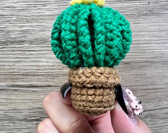 Cactus de peluche amigurumi de ganchillo, regalo hecho a mano, bonito regalo de cumpleaños para un amigo, decoración del hogar, llavero único, dije para bolso, planta personalizada