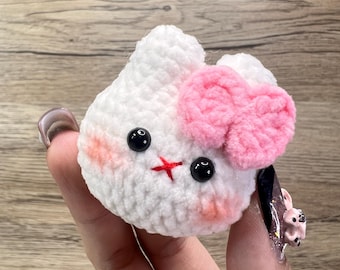 Conejito de peluche amigurumi de ganchillo, regalo hecho a mano, lindo llavero, accesorio para bolso, regalo de cumpleaños para ella, día de San Valentín, conejo, decoración del hogar