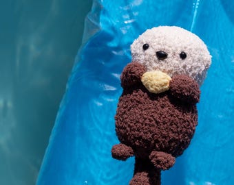 Nutria de ganchillo Amigurumi Animal marino Único juguete de peluche de nutria artesanal Adorable regalo hecho a mano para niños y coleccionistas Cumpleaños de niños Lindo
