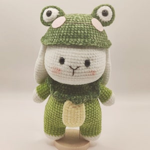 Coelho de crochê feito à mão Amigurumi com chapéu removível - Brinquedo de pelúcia fofo - Presente de coelho feito à mão exclusivo - Presente especial - Exibição