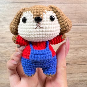 Personalized Gift Handmade Crochet Amigurumi Dog Puppy Cute Animal Overalls Suspender Gift for Kid Plushie Home Decor Keychain Birthday Gift