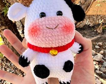 Llavero Amigurumi de vaca de ganchillo hecho a mano, regalo divertido, juguete, bonito regalo de cumpleaños para decoración del hogar, amigo, novio, novia, amor, aniversario.
