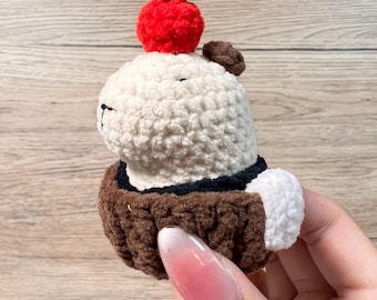 Regalo hecho a mano, capibara de ganchillo, peluche amigurumi, lindo llavero para decoración del hogar, abalorio para bolso, regalo de cumpleaños para el día de San Valentín, regalo único