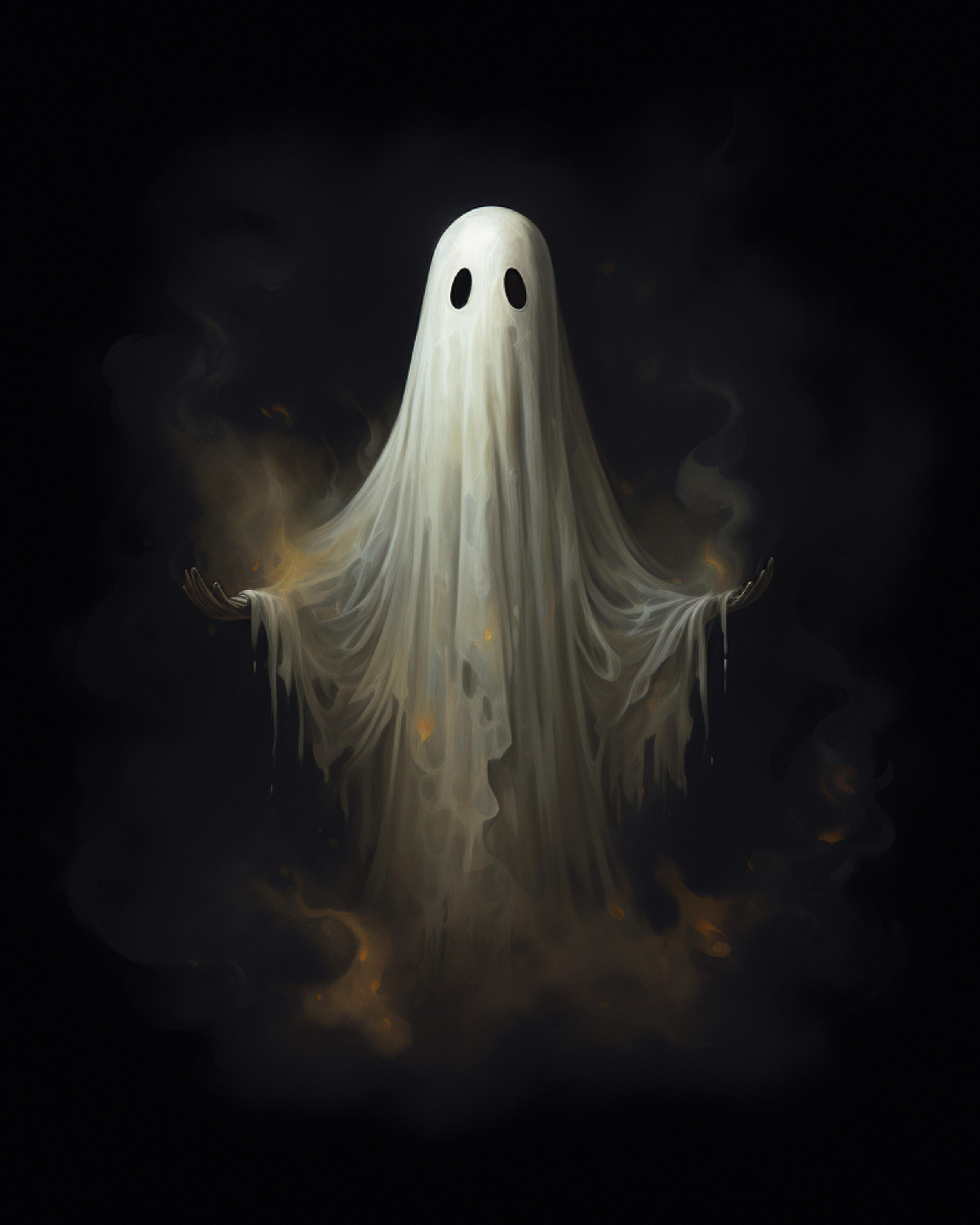 Ghost Painting PRINTABLE Art Print, Halloween Home Decor, Abstract Cute Ghost Oil Painting, Vintage