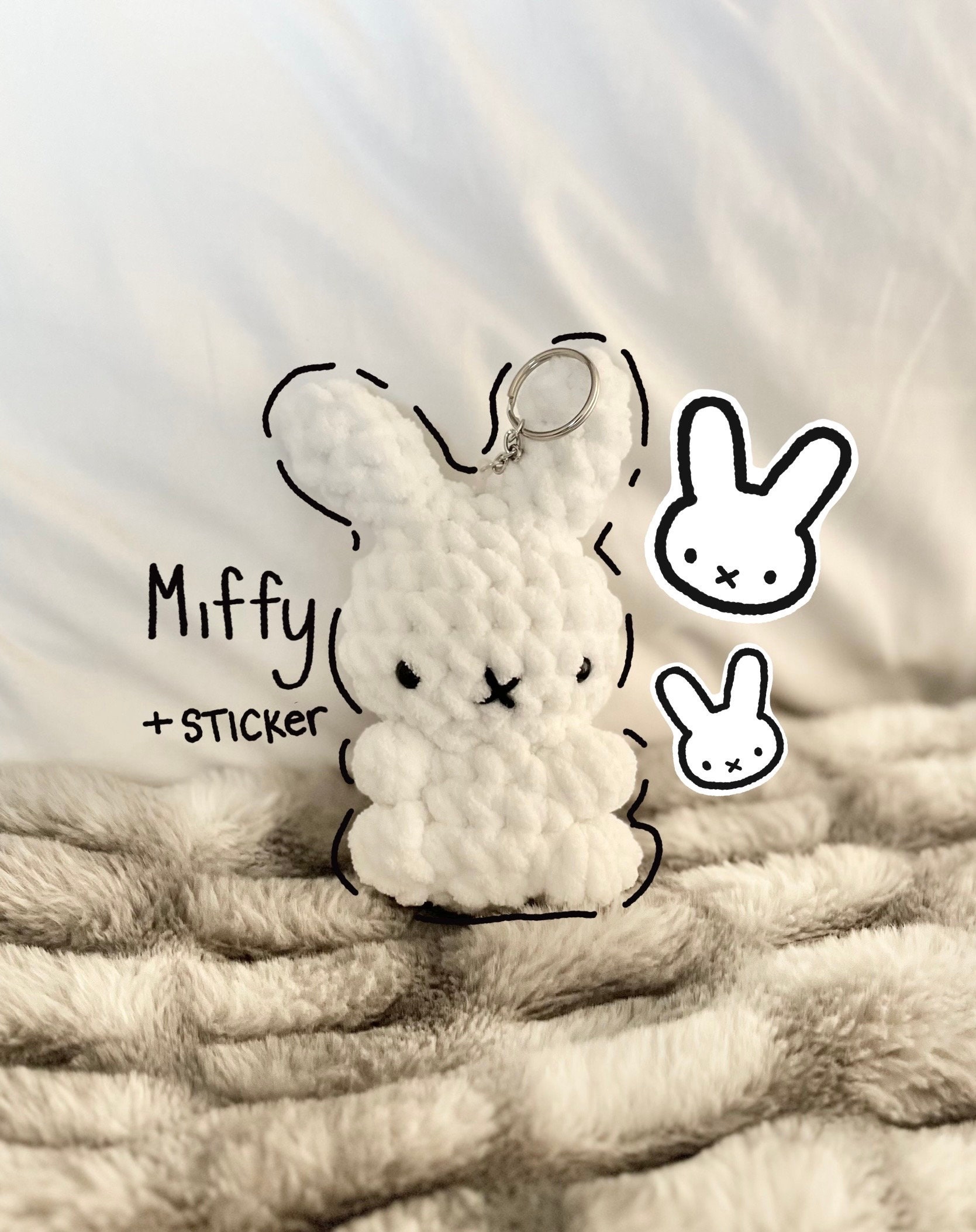 Crocheted Mini Miffy Keychain PATTERN ONLY 