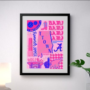 Cute University of Alabama Pink and Blue Wall-art
