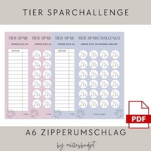 Animal Savings Challenge A6 - PDF Digital Download