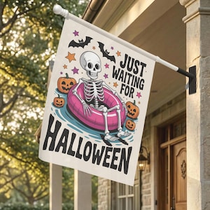 Summer Halloween Garden Flag: Spooky Skeleton Pool Party Yard Decor image 3