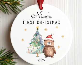 Cadeau souvenir personnalisé en céramique pour le premier Noël de bébé de 2025 pour les nouveaux parents