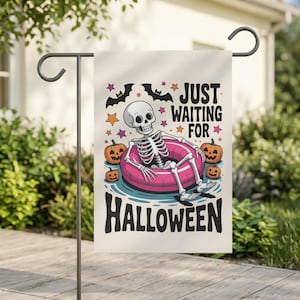 Summer Halloween Garden Flag: Spooky Skeleton Pool Party Yard Decor image 7