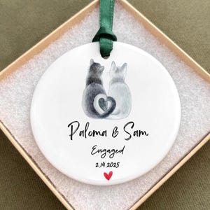 Personalized Cat Couple Engagement Ornament: Cat Lover Gift