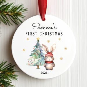 Décoration de bébé personnalisée pour le premier Noël 2025, souvenir lapin en céramique
