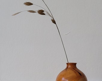 Mini Yew Wood Dry Flower Vase - Handcrafted Small Decor Accent, Rustic Charm, Unique Home Decor, Natural Floral Holder