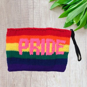 Pride LGBTQ Handmade Lined Zipper Knitted Wristlet | 10” x 7”