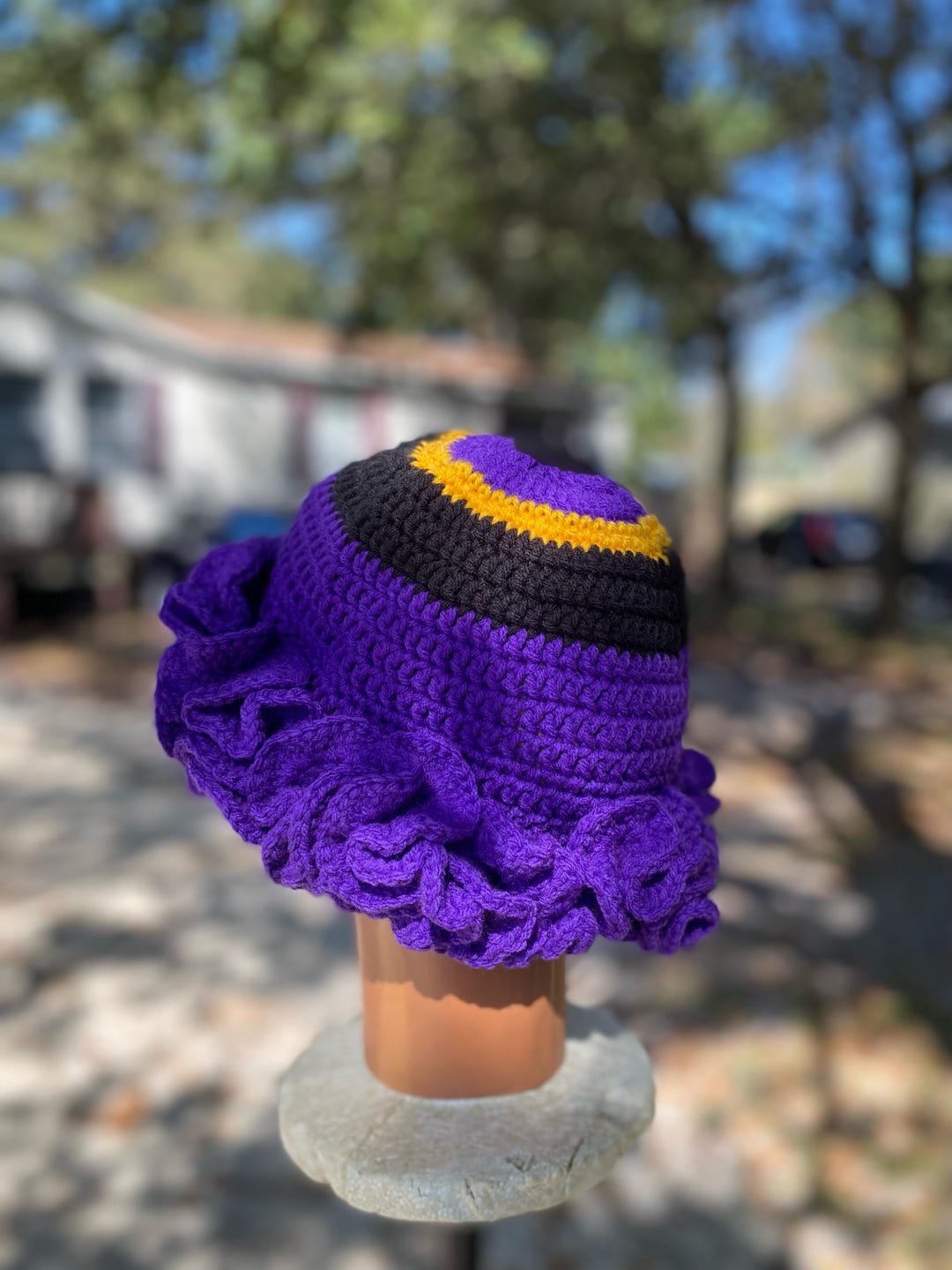 Handmade Beautiful Ruffle Custom Tri Color Crochet Hat - Etsy