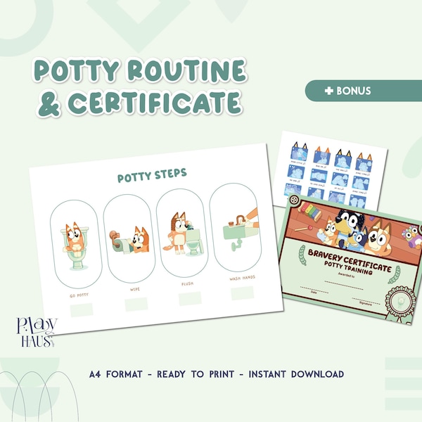 Bluey Potty Training, Bluey Bathroom, Design to help encourage your little one to take every step on their potty training, Training Guide