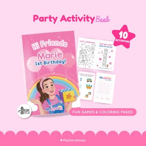 Ms Rachel Party Book Birthday Activities, Ms Rachel Personalised Birthday WorkBook, Party Girl Games, Ms Rachel Party Favors & Treats