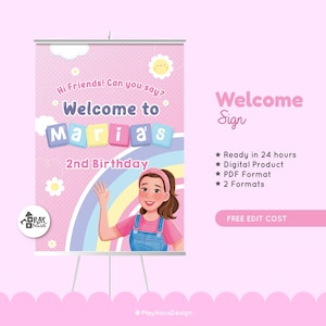 Ms Rachel Welcome Sign • Custom Birthday Party Sign Printable • Pastel Editable Poster Horizontal or Vertical • Digital Download in 24h