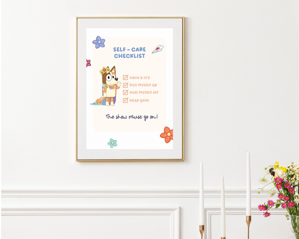 Chillis Checklist, Chilli Heeler Selfcare Checklist, Motivation Art