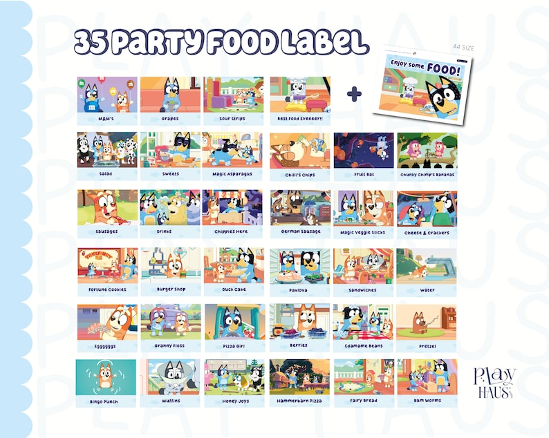 35 Food Label Bundle, Blue Deco, Food Tent Bundle, Blue Party Food, Party Label Food, Food Label Themed, Table Food Deco, Blue deco inspired image 4