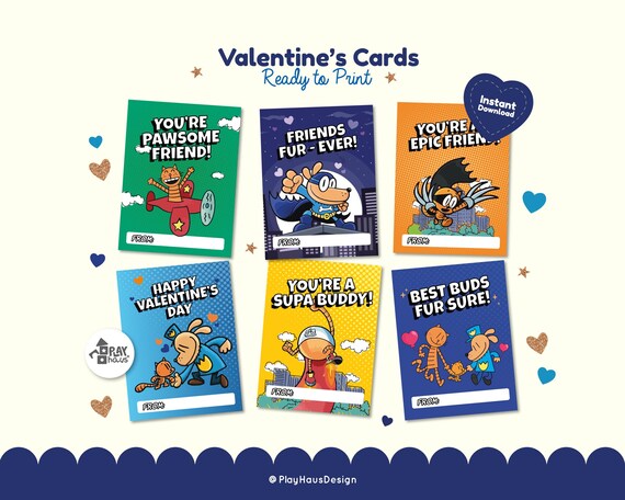 DogMan Valentines, DogMan Classroom Valentines Day, Printable DogMan Vday, DIY Valentine, Dog Theme Valentine’s Day