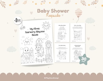 Baby’s First Nursery Rhymes Coloring Book, ABC Baby Shower Game & Guest Activity, Baby's Keepsake Printable 30 pages + Sign Instant Download