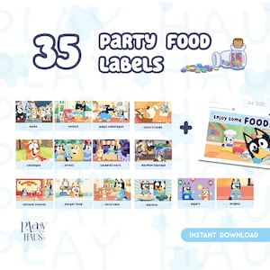 35 Food Label Bundle, Blue Deco, Food Tent Bundle, Blue Party Food, Party Label Food, Food Label Themed, Table Food Deco, Blue deco inspired