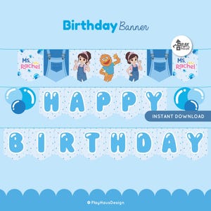 Ms. Rachel Birthday Banner, Songs for Littles, Ms. Rachel Happy Birthday, Ms Rachel Boy Birthday, Party Decoration, Icky Sticky Bubblegum