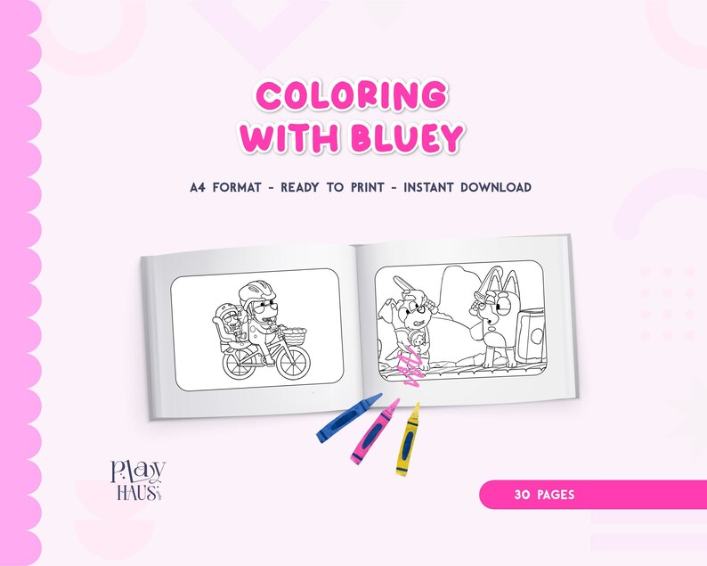 Bluey Coloring Pages, Bluey Party Favor, Bluey Coloring Activity Party