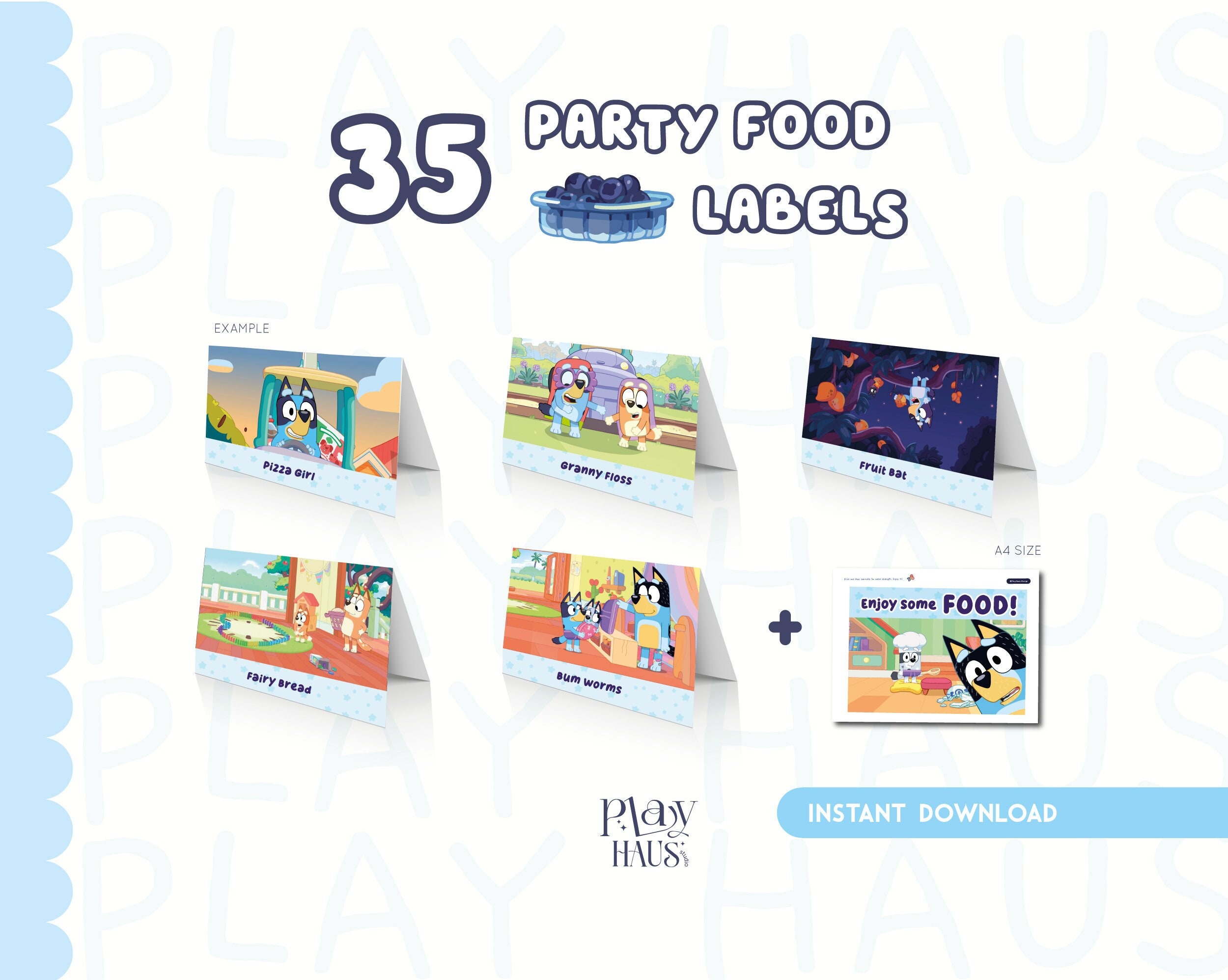 35 Bluey Food Label Bundle, Bluey Food Tent Bundle, Bluey, Bluey Party ...