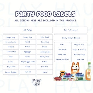 35 Food Label Bundle, Blue Deco, Food Tent Bundle, Blue Party Food, Party Label Food, Food Label Themed, Table Food Deco, Blue deco inspired image 3