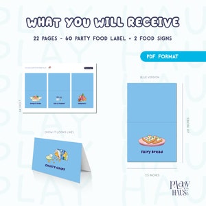 60 Bluey Food Label Bundle, Bluey Food Tent Bundle, Bluey, Bluey Party Food, Bluey Party Label Food, Food Label Bluey Themed, Table Food Deco, Deco Party Bluey Themed , Bluey Party, Party Game, Bluey Food, Bluey Signs, Bluey Activities, Bluey Party