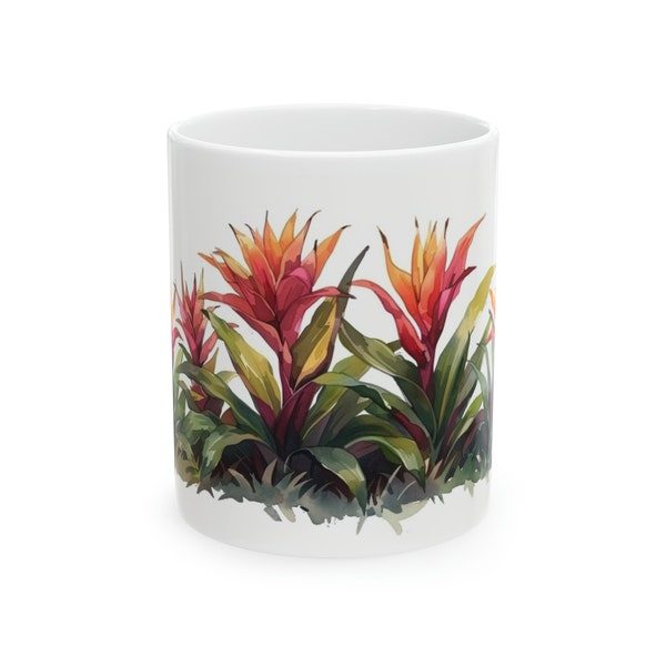 Bromeliad Guzmania, Coffee Mug, Plants, Gift, gardener, plants, flowers, Ceramic Mug, 11oz