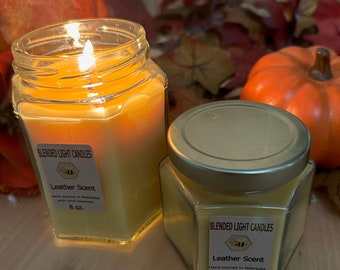 100% Natural Soy Wax and Beeswax Blended Fall Leather Candles