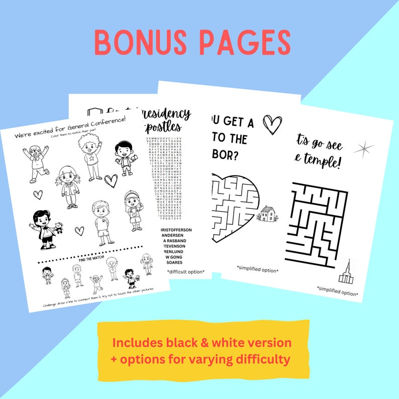 General Conference Activity &amp; Coloring Packet Grand Opening Sale - Etsy
