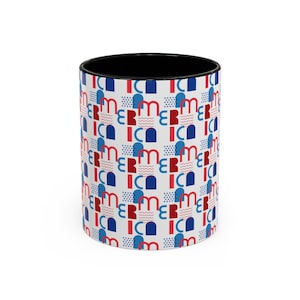 Red Blue Abstract Letters Pattern Mug | Accent Coffee Mug