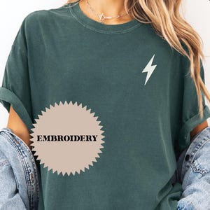 Embroidered Lightning Bolt T-Shirt: Comfort Colors Potter Shirt