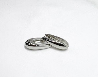 Olivia | Huggies long, silver | Stainless steel earrings, stainless steel, creoles