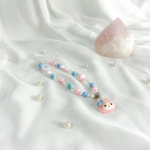 MINOU Cell phone chain made of glass beads, handmade cell phone accessory, phone charm My Melody