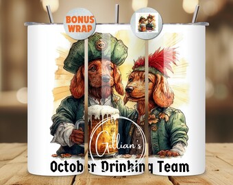 Oktober Dackel trinken Team 20 Unzen Skinny Tumbler Wrap Sublimation Design, Bayerische Festival PNG, Digital Download, Deutsches Bierfest