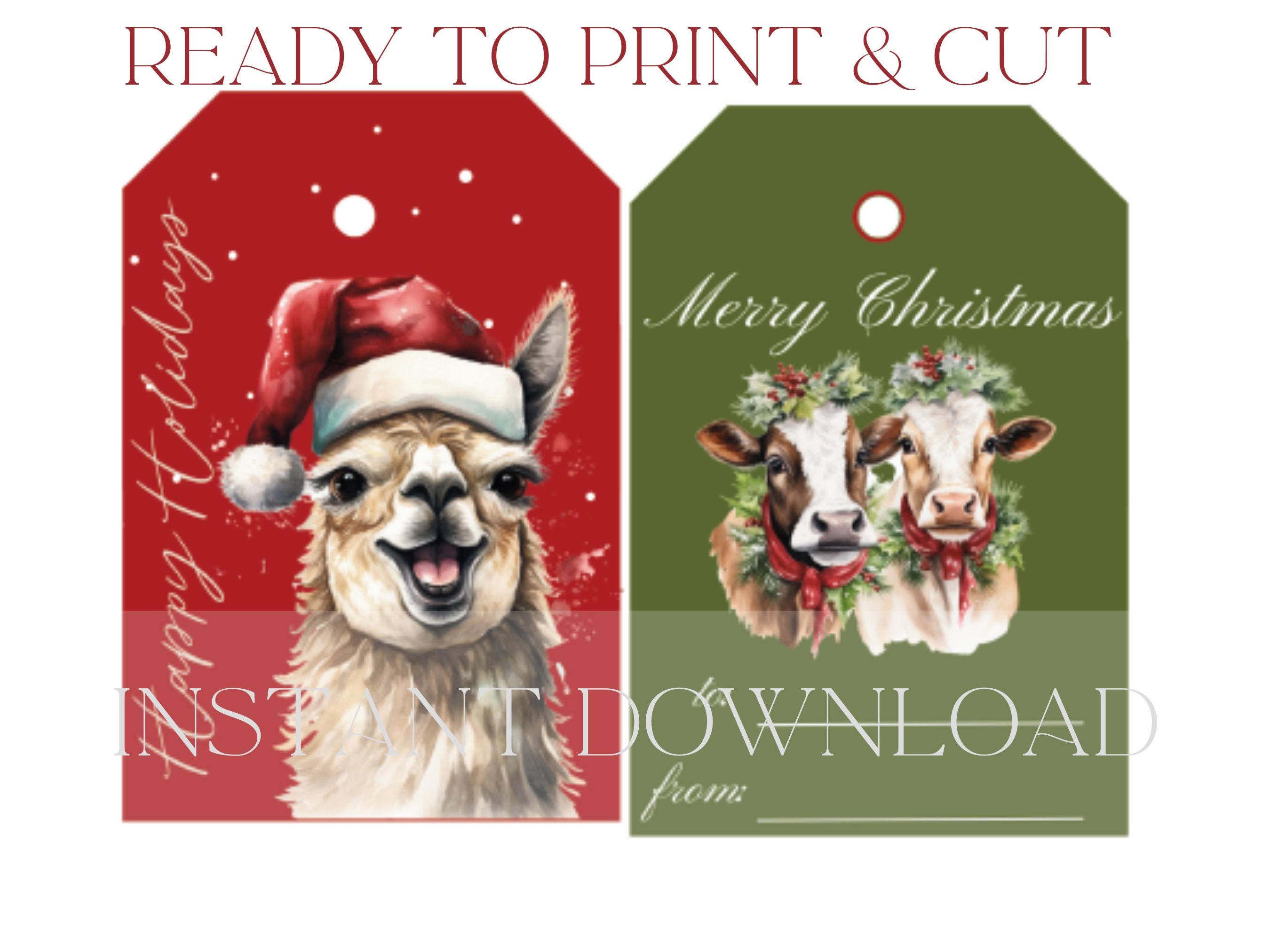 Animal Christmas Gift Tags Printable