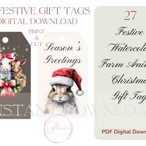 Printable Farm Animals Christmas Gift Tags Instant Download - Etsy