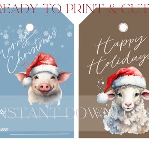 Printable Farm Animals Christmas Gift Tags Instant Download - Etsy