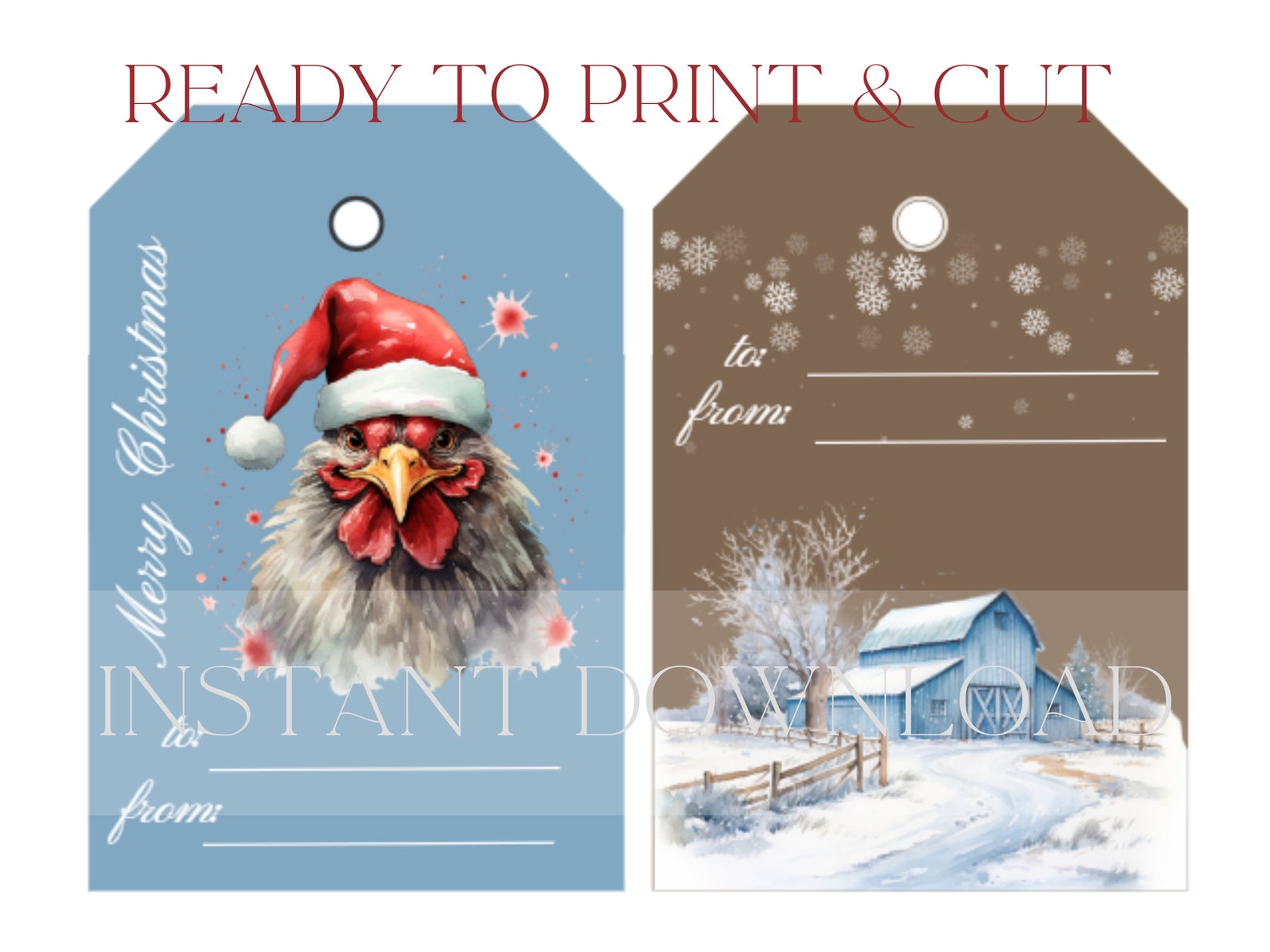 Printable Farm Animals Christmas Gift Tags Instant Download - Etsy