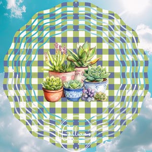 Potted Succulents 8 inch Wind Spinner Sublimation Design, Instant Digital Download, Plant Windspinner, Succulent Design, Succulents in Pots