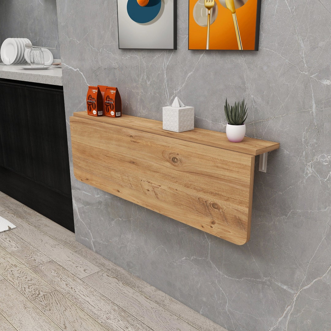 Murphy Table With Shelves Wall Mounted Folding Kitchen Table Etsy