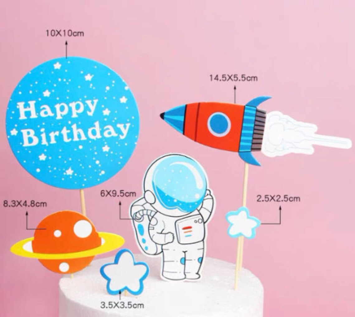Astronaut Cake Topper Boy Birthday Star Cake Topper Set Etsy Canada