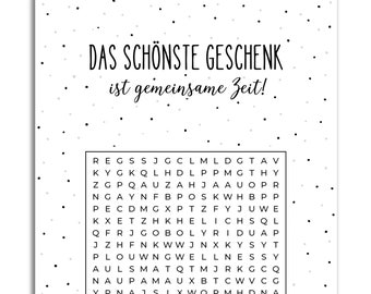 Personalisierter Gutschein, Rätsel mit versteckten Begriffen, Kreatives Geschenk, Personalisierbar Individuell, Zeit schenken